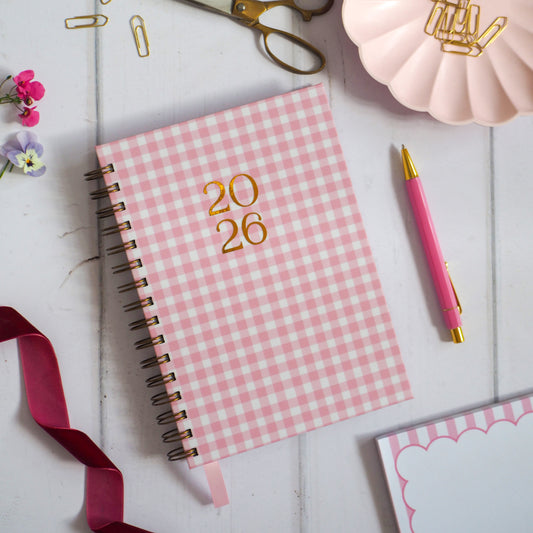 Personalised 2026 Dated Diary | Classic weekly style | Planner edit | Gingham