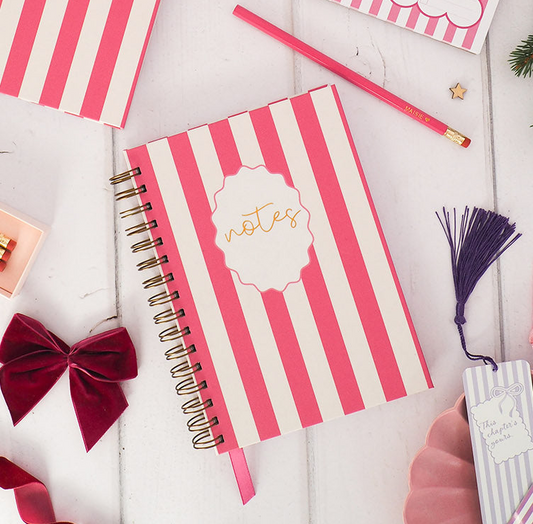 Hot Pink Candy Cane | Personalised Lined Notebook