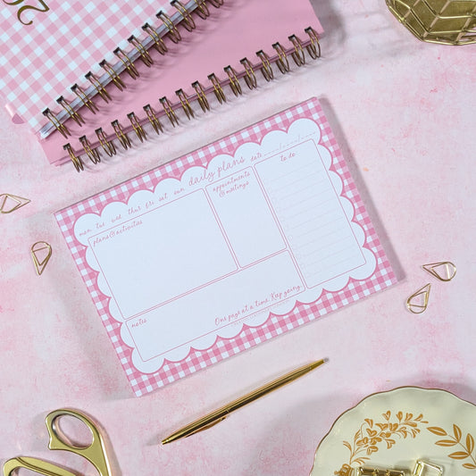 One page at a time. Keep going | A5 Daily Desk Planner| Gingham | Blush Pink