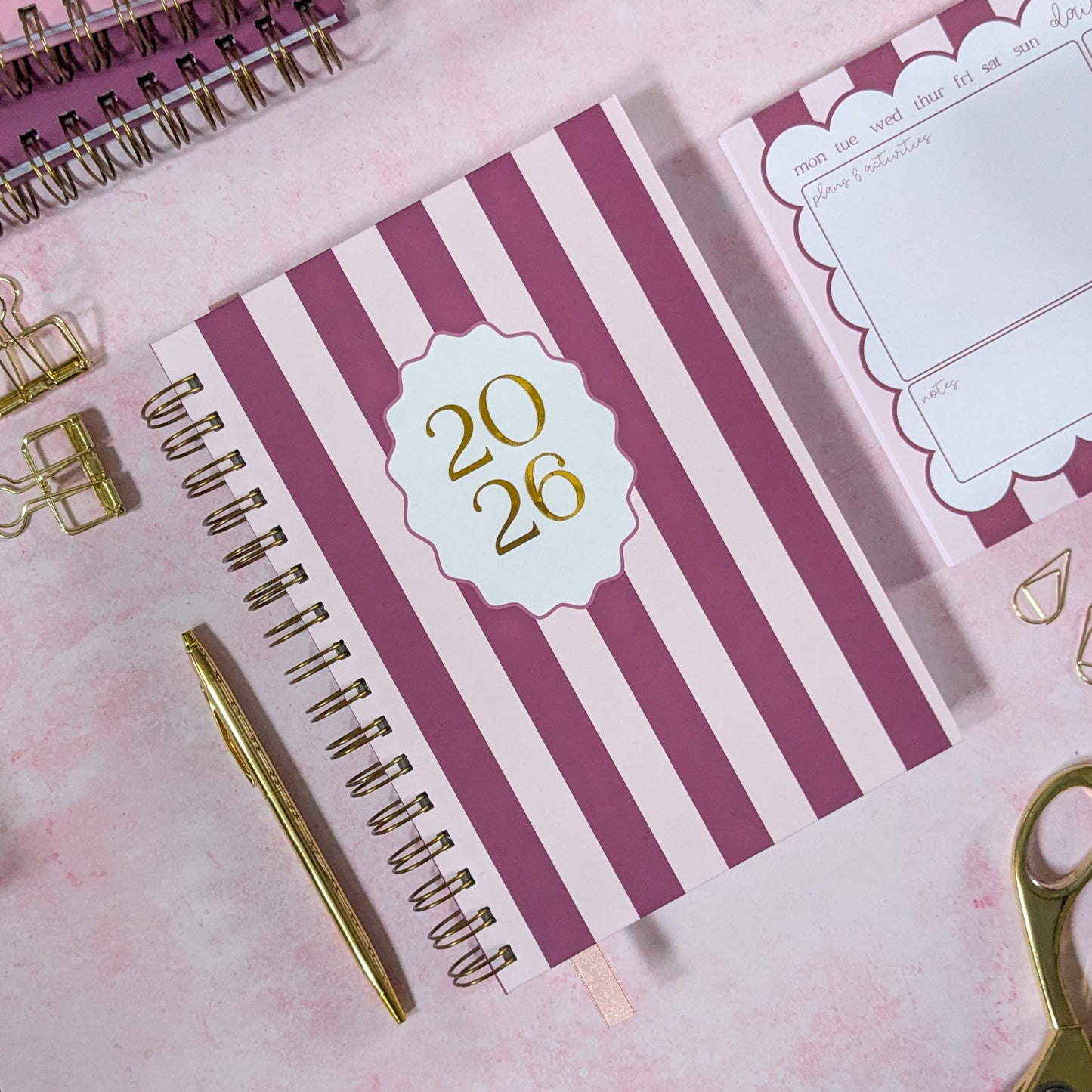 Personalised 2026 Dated Diary | Classic weekly style | Planner edit | Candy Stripe