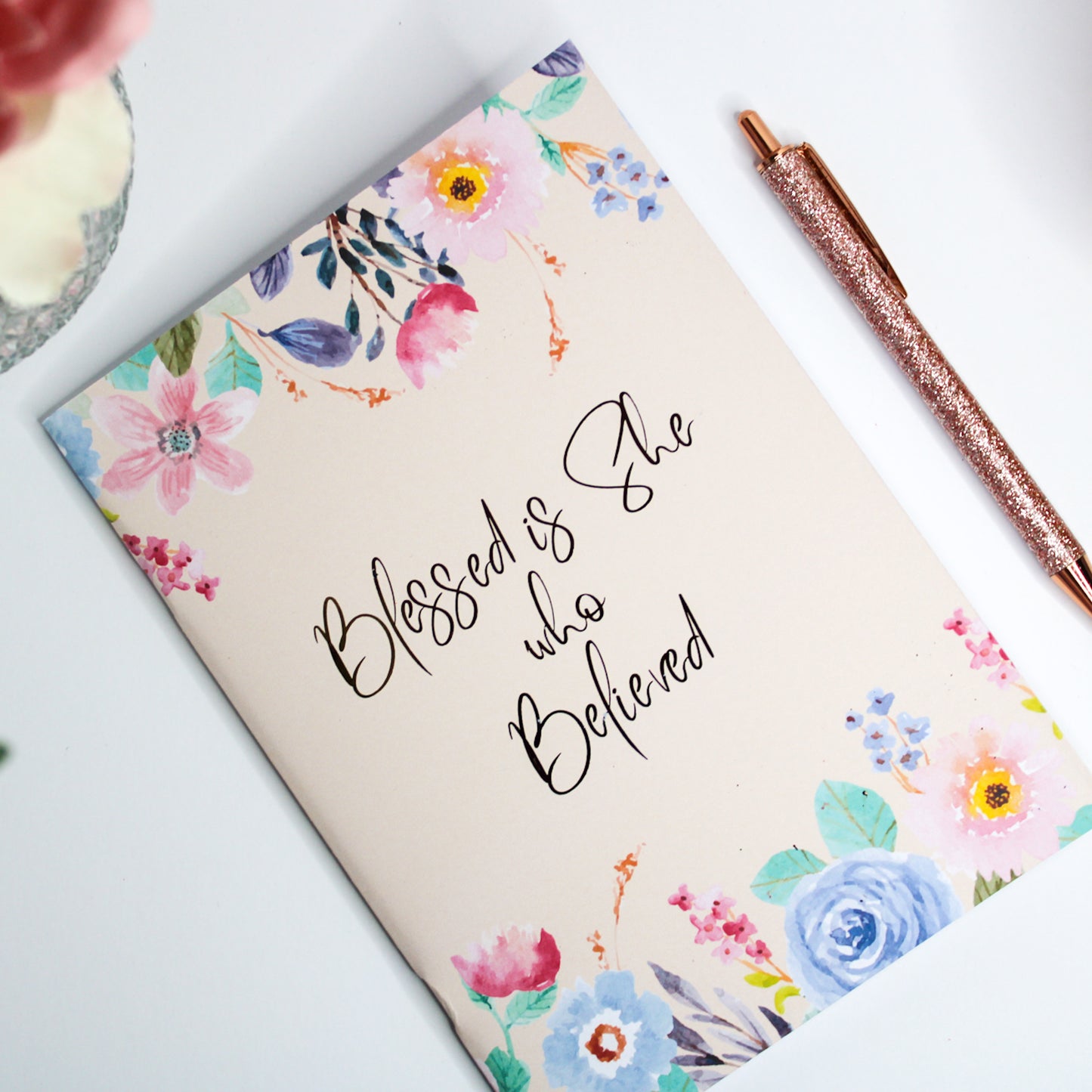 Personalised Christian Softcover Notebook | Faith without Borders | Luke 1:45