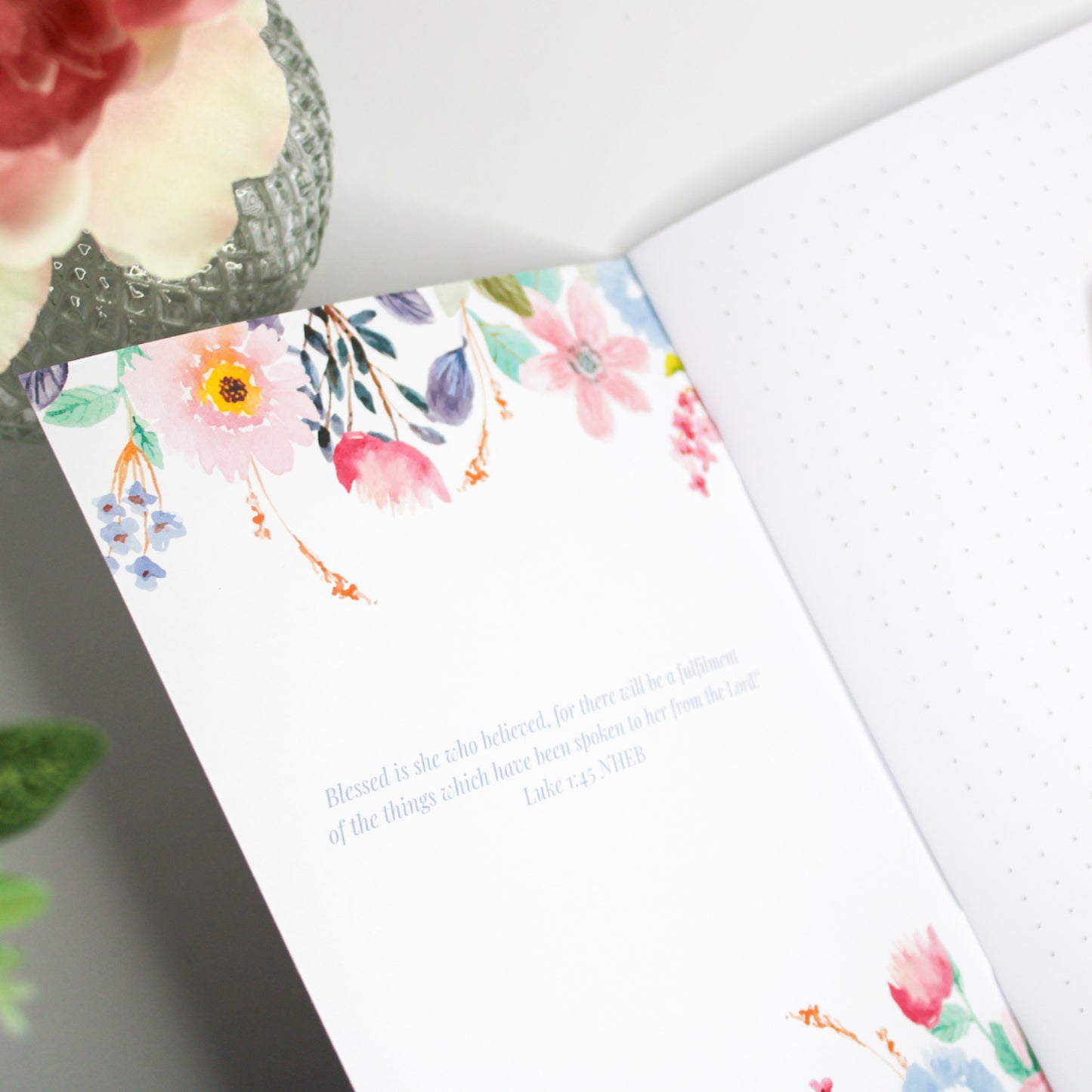 Personalised Christian Softcover Notebook | Faith without Borders | Luke 1:45
