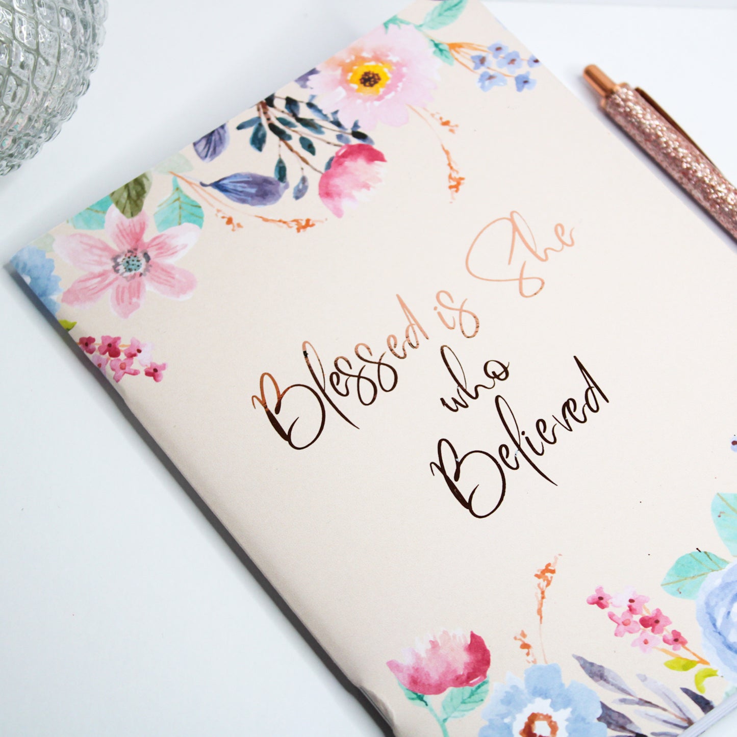 Personalised Christian Softcover Notebook | Faith without Borders | Luke 1:45