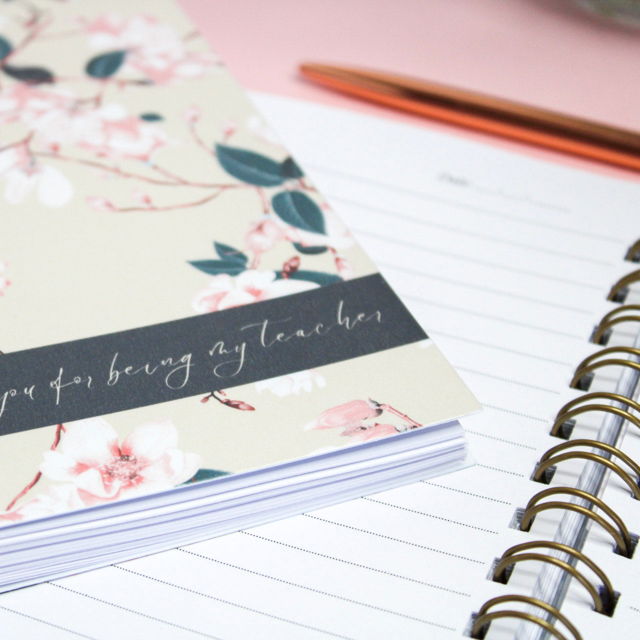 Personalised Teacher Notebook | Gift Message | Blossoming Beige