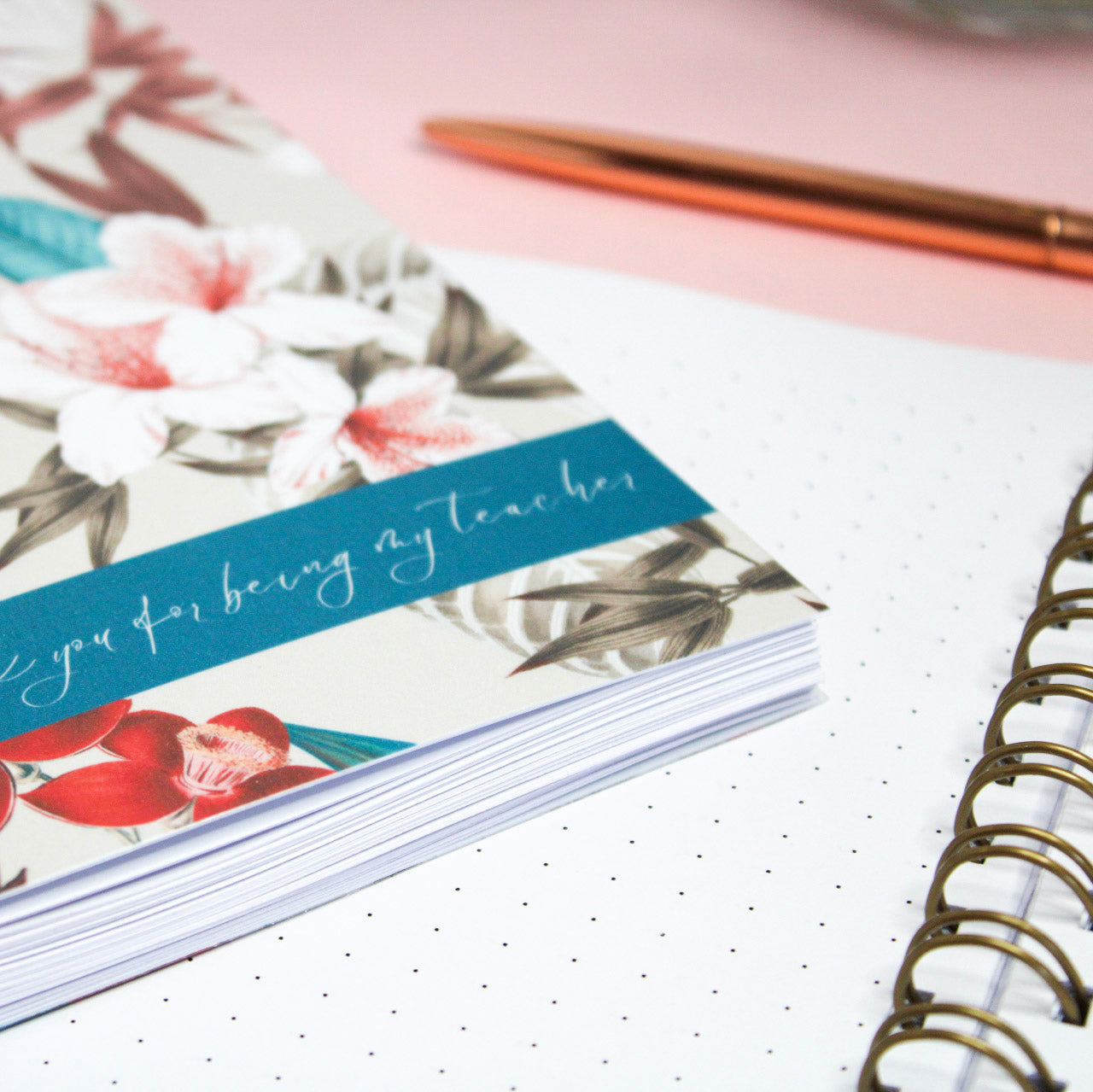 Personalised Teacher Notebook | Gift message | Teal Tropics
