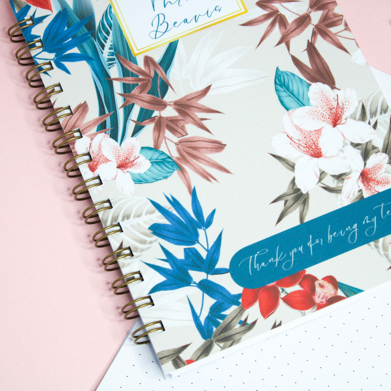 Personalised Teacher Notebook | Gift message | Teal Tropics