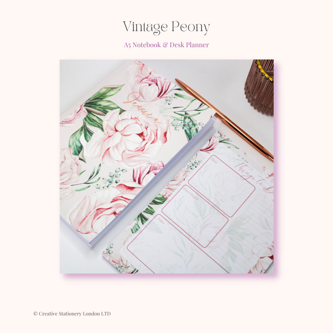 Personalised Stationery Gift Set | Peony Collection | Build Your Own