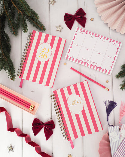 Hot Pink Candy Cane | Personalised Lined Notebook