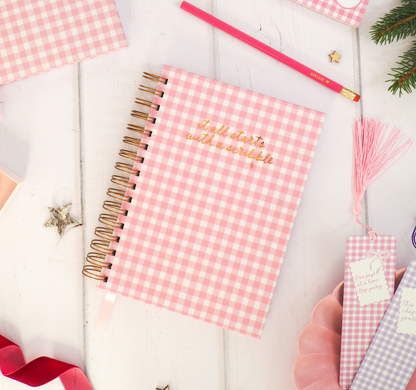 It all starts with a scribble | Personalised Lined Notebook | Blush Pink