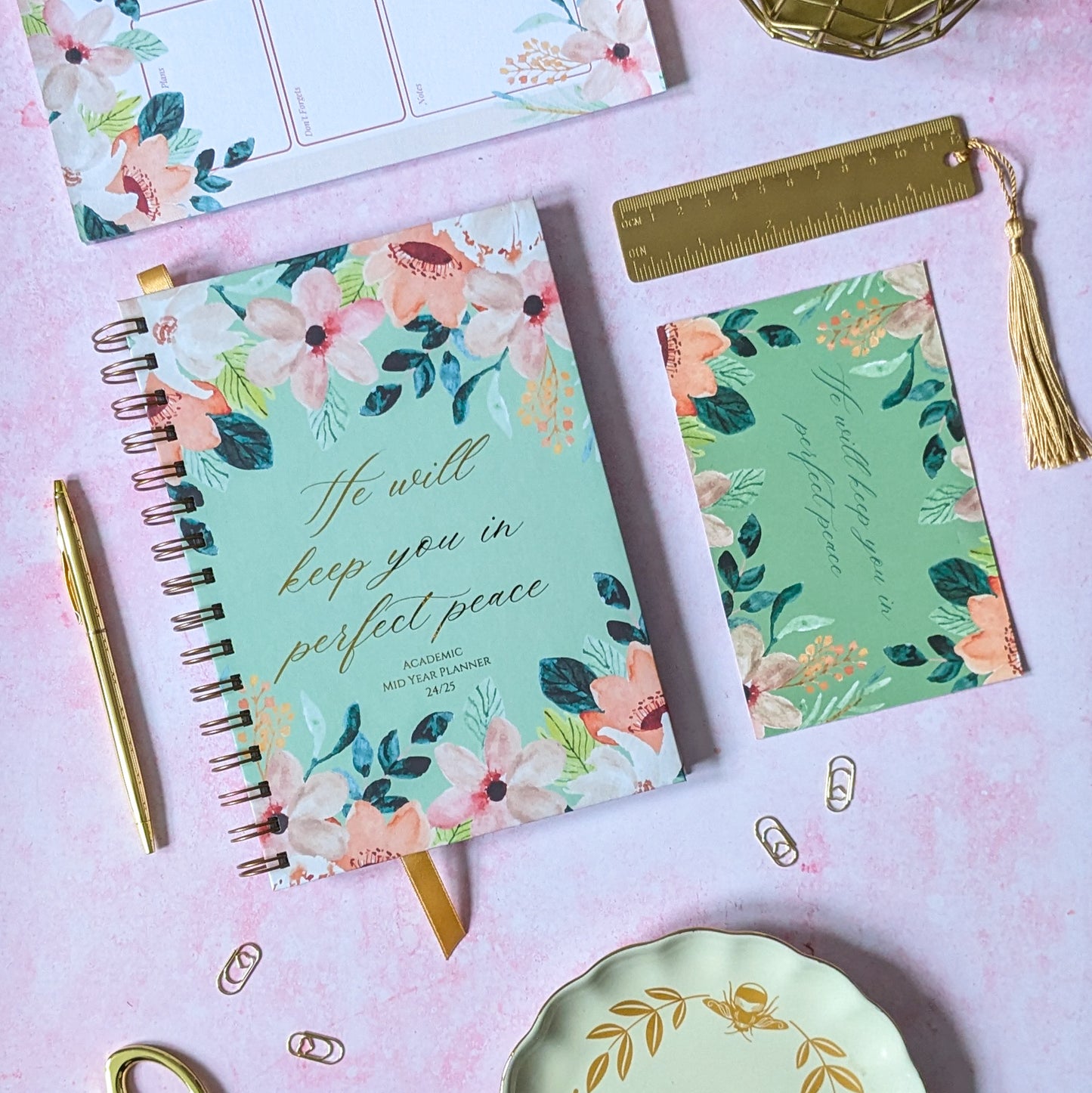 Personalised Luxury Academic Mid Year Christian 25-26 Diary | He will keep you in perfect peace | Isaiah 26:3
