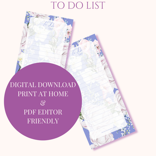 To Do List | Digital Download Desk Pad | Butterfly Blues
