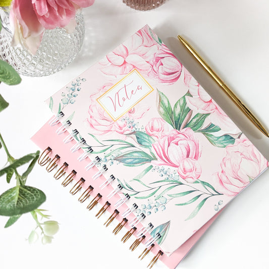 Personalised Hardcover Notebook | Pink Peony