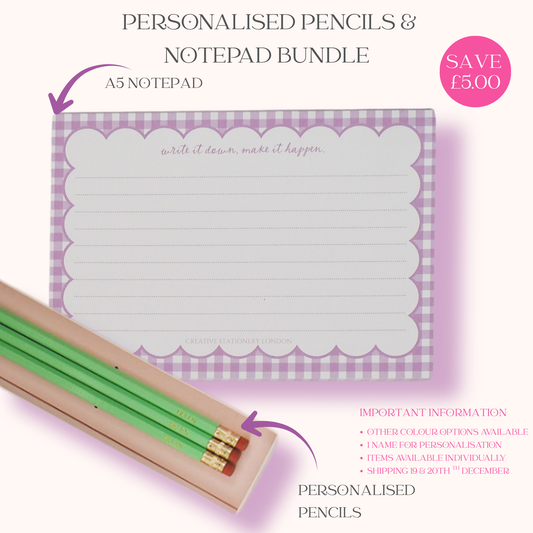 Personalised Pencils & Notepad Bundle