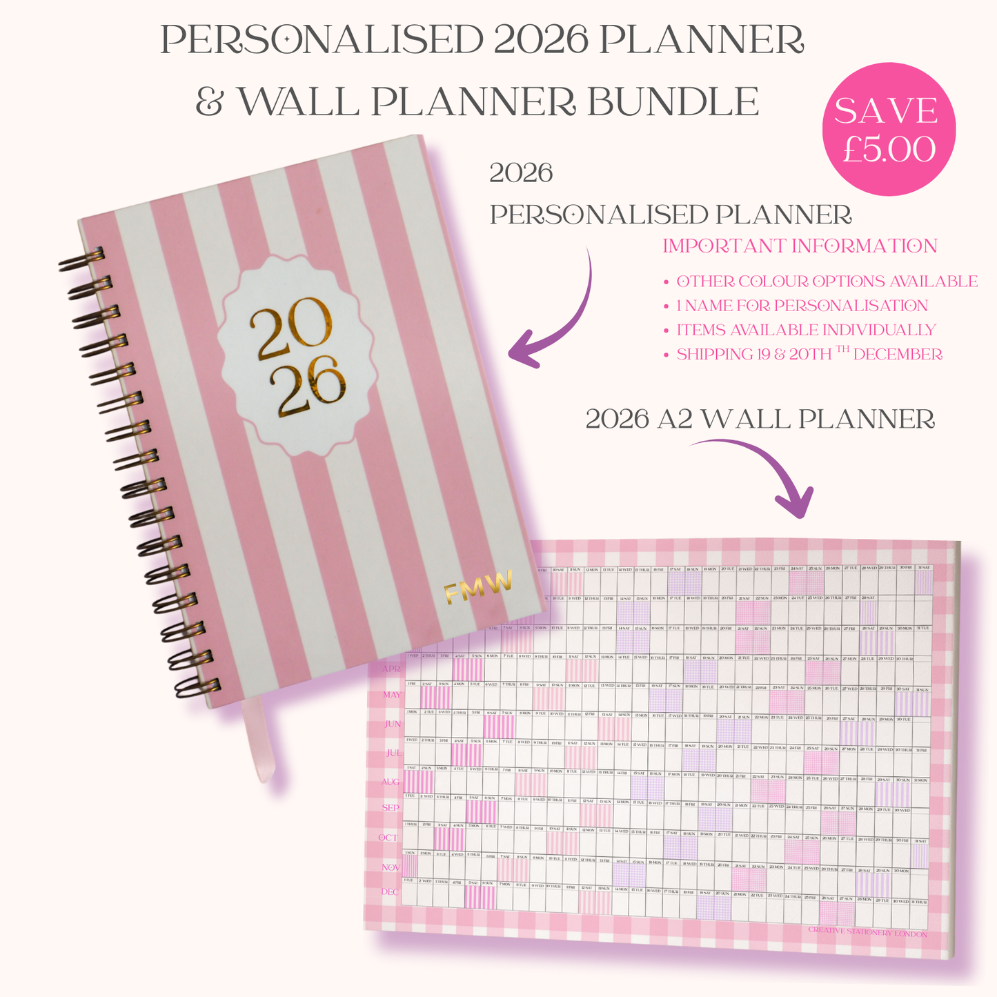 Personalised 2026 Planner & Wall Planner Bundle