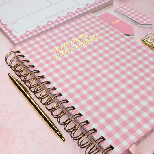 It all starts with a scribble | Personalised Lined Notebook | Blush Pink