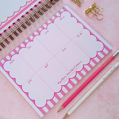 Big Plans, Beautiful Dreams | A5 Weekly Desk Planner| Candy Stripe | Velvet Rose