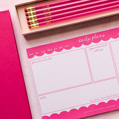 CSL Colour Choice | A5 Daily Desk Planner Pad & Pencil Bundle | Velvet Rose