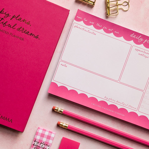 CSL Colour Choice | A5 Daily Desk Planner Pad & Pencil Bundle | Velvet Rose