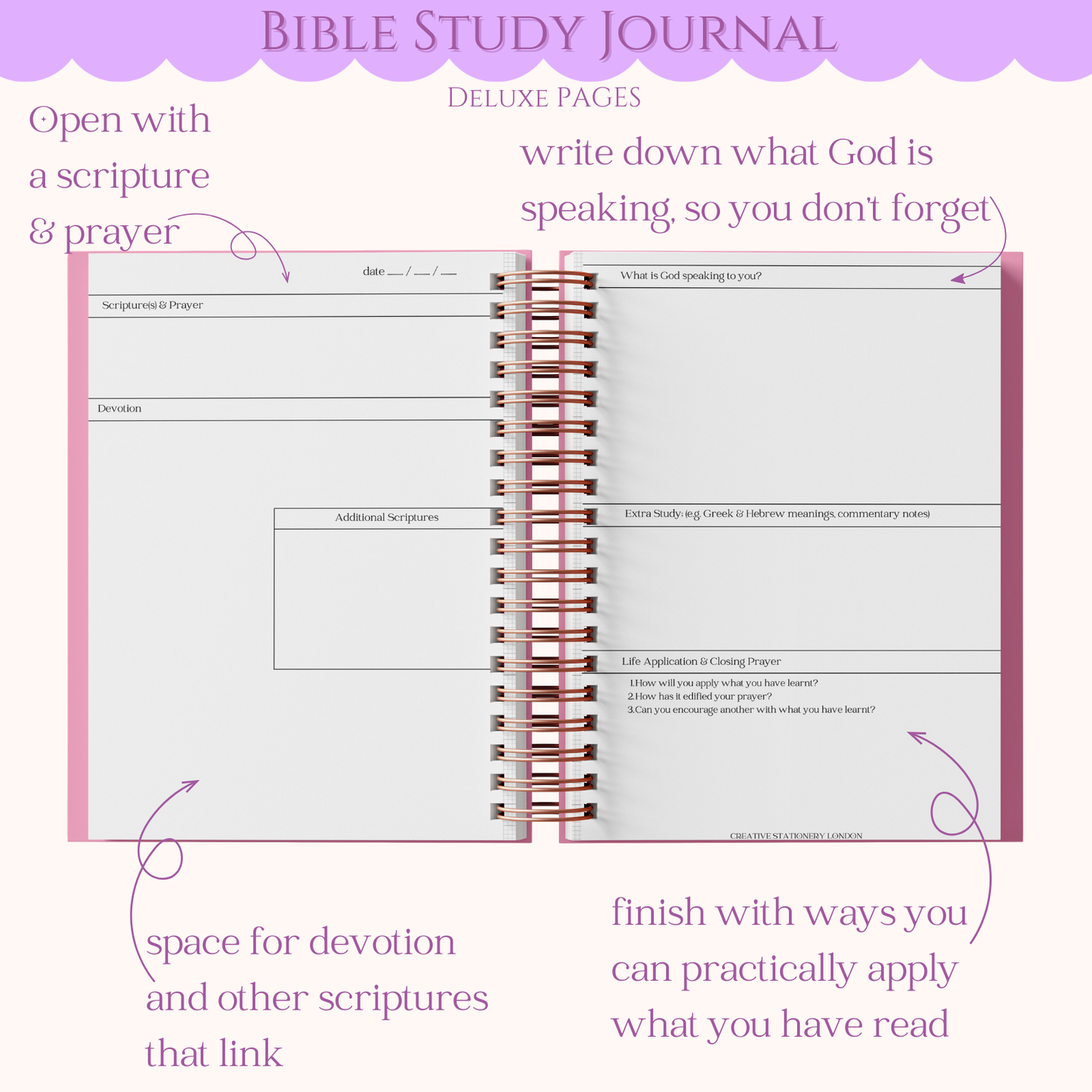 Bible Study Journal with spiral binding on a white background
