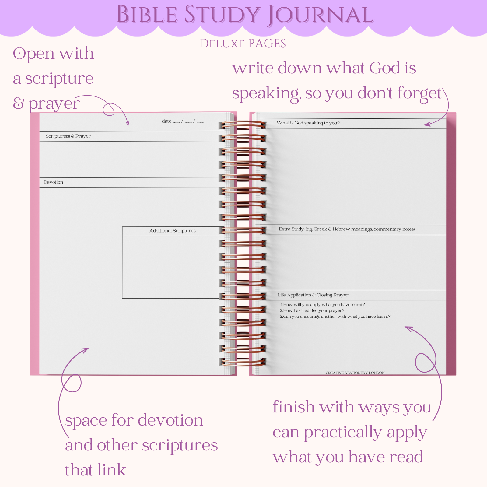 Bible Study Journal with spiral binding on a white background