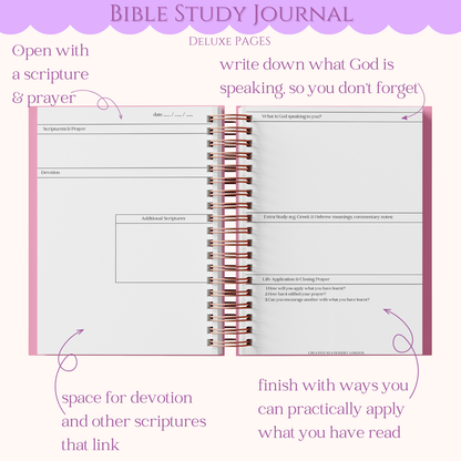 Bible Study Journal with spiral binding on a white background