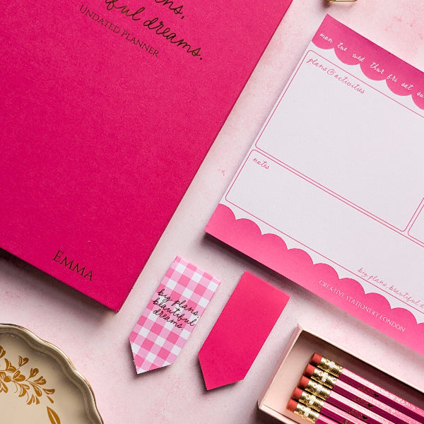 CSL Colour Choice | Personalised Yearly Undated Planner, Daily Desk Planner & Pencil Bundle | Velvet Rose