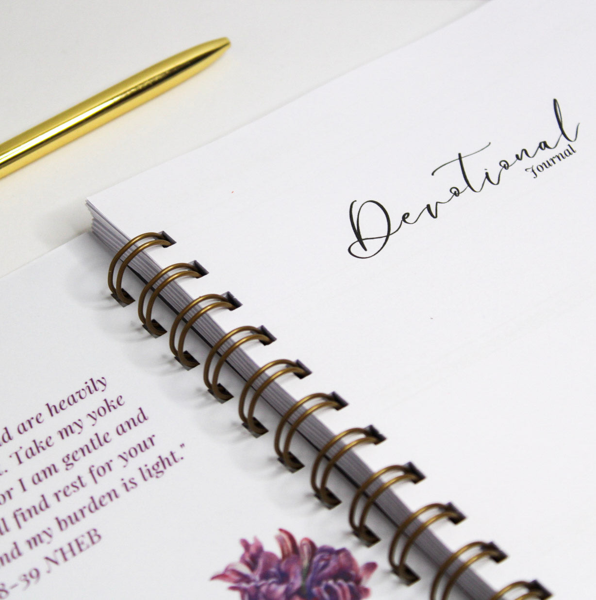 Personalised Devotional Journal | Come unto Me | Matthew 11.28 | Wildflower Blush