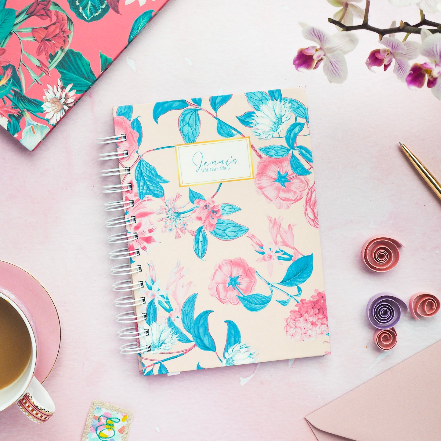 Personalised Luxury Academic Mid Year Diary 25-26 | Floral Collection