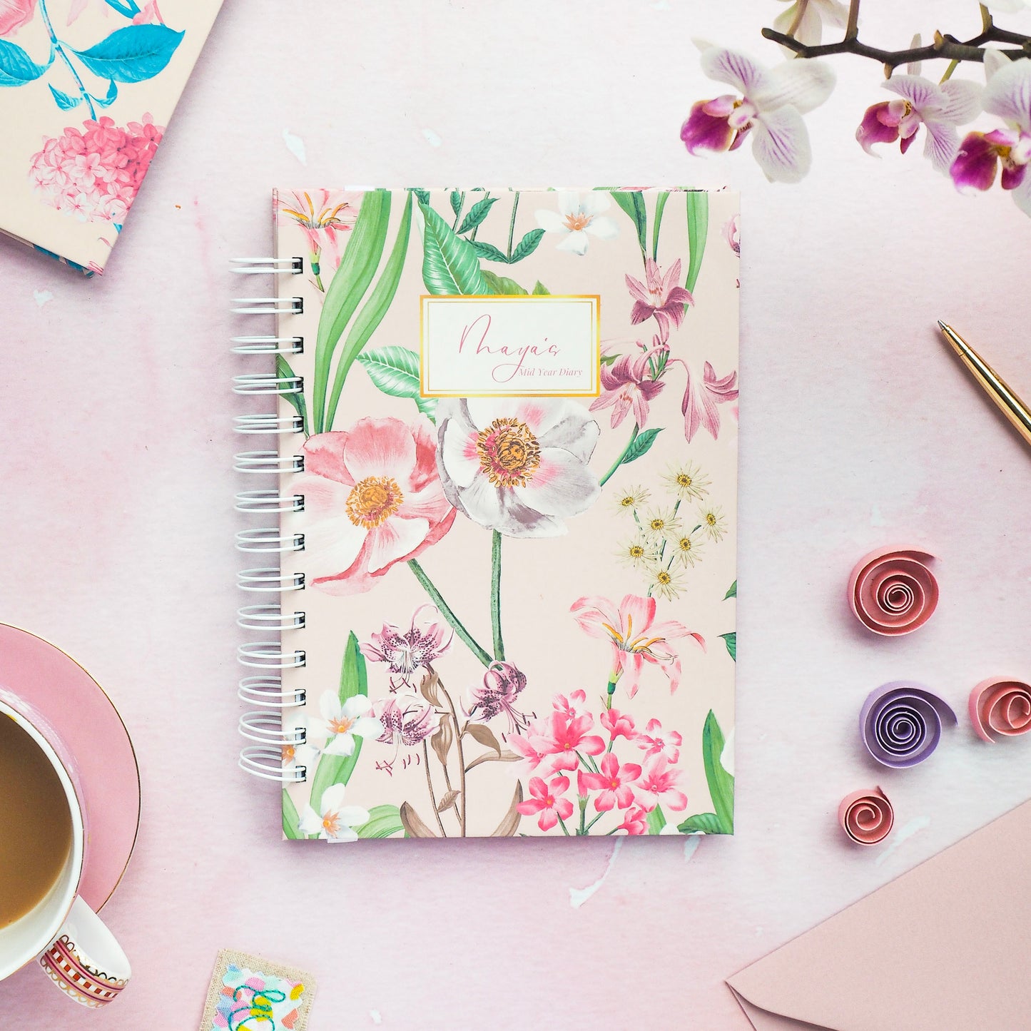 Personalised Luxury Academic Mid Year Diary 25-26 | Floral Collection