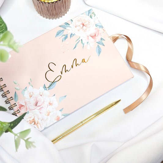 Personalised Keepsake Memory Book | Peach Floral