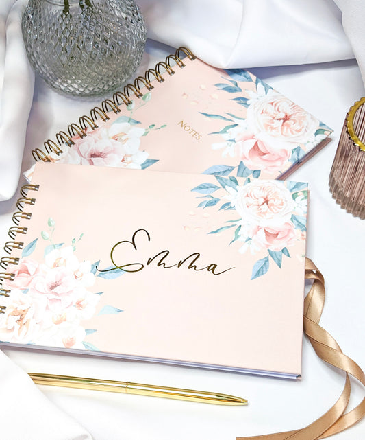 Personalised Memory & Notebook Gift Set | Peach Floral
