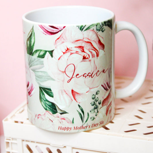 Vintage Peony | Personalised Mug | 11oz Ceramic Mug